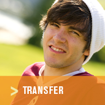 An image of a Point Park student for users to click on to learn more about transferring to Point Park as an undergraduate student.