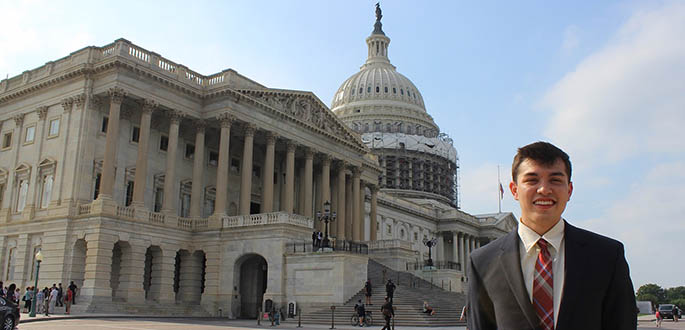 Broadcast major Alex Grubbs is pictured on Capitol Hill in Washington, D.C. Photo | Penny Starr