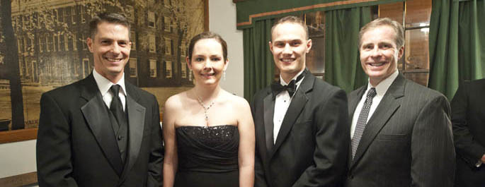 Pictured left to right are Eric Zahren, special agent in charge U.S. Secret Service; Katelin Hanna, senior intelligence studies and national security major; Patrick Tutka, senior intelligence studies and national security major and president of the Society for Intelligence National Security student group and Point Park University President Paul Hennigan.
