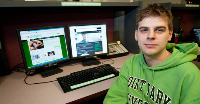 Pictured is IT student and Pittsburgh Post-Gazette intern Justin Smith.