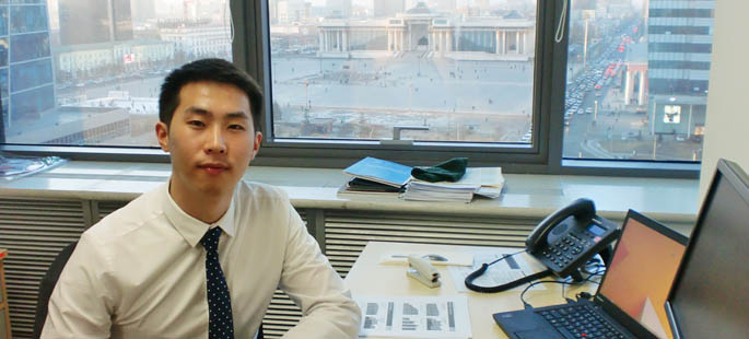 Pictured is Munkhdelger Tsedenbal, a 2014 M.B.A. alumnus and market risk analyst for XacBank in Mongolia. | Photo submitted by Tsedenbal