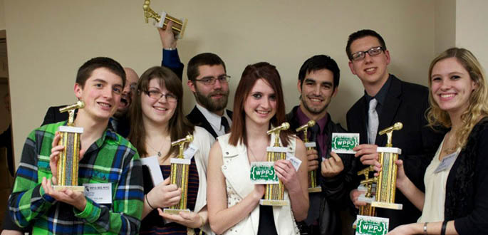 Pictured are WPPJ staff members that won first place awards at the 2013 IBS radio awards. Photo courtesy of Nick Sperdute. 