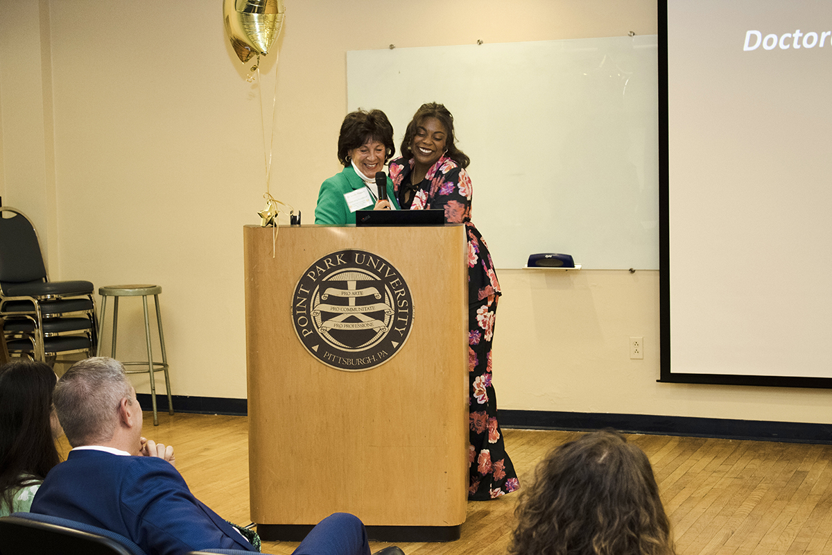 Pictured are Linda Hippert, Ed.D., and Dominique Furrowh, Ed.D. Photo by Nadia Jones.