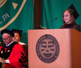 Pictured is School of Communication alumna Adelyn Biedenbach.