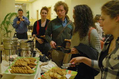 Students and faculty share in a Martin Luther King Jr. Day poverty dinner of grilled cheese sandwiches, tomato soup, drinks and cookies. | Photo by Leah Irwin