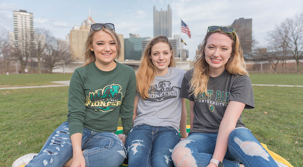 Pictured are Point Park students at Point State Park. Photo | Nick Koehler