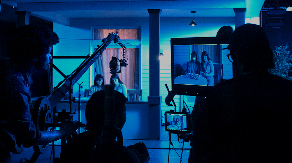 Film students use the soundstage on campus, which provides professional learning opportunities in directing, cinematography, audio work, lighting work and aesthetics.