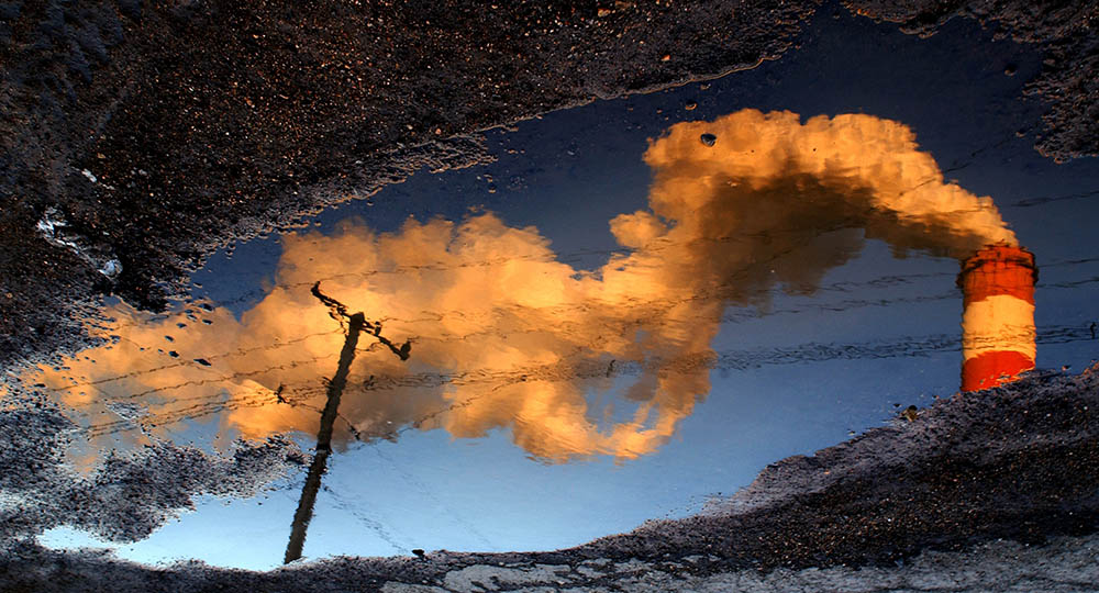 A photo of a smokestack on the Master of Arts in Environmental Journalism degree page. Photo provided by Christopher Rolinson.