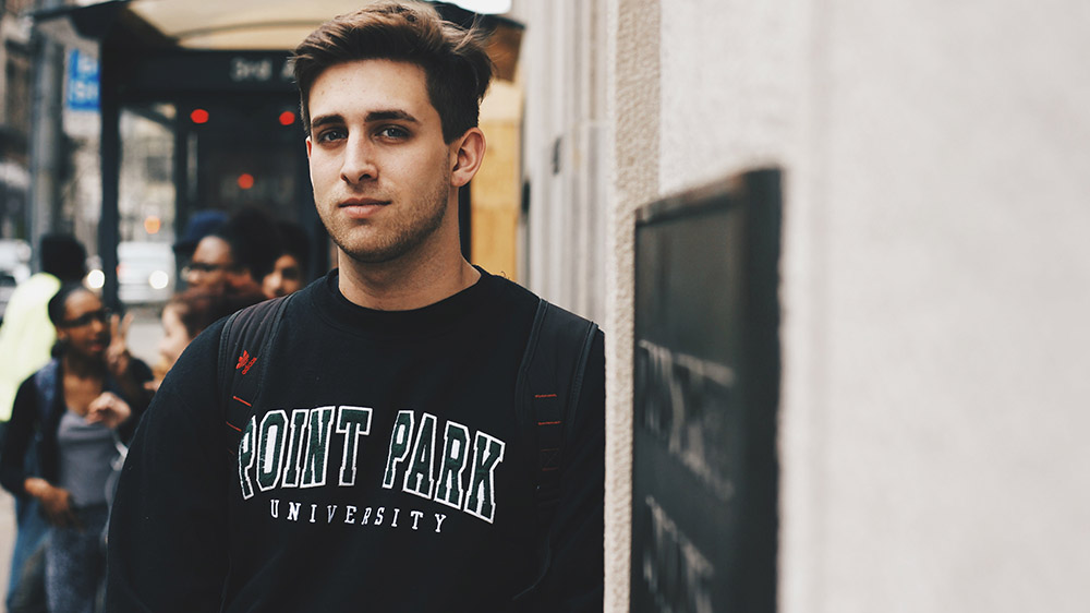Pictured are students in Point Park's Academic Village. Photo by Ian Bradshaw.