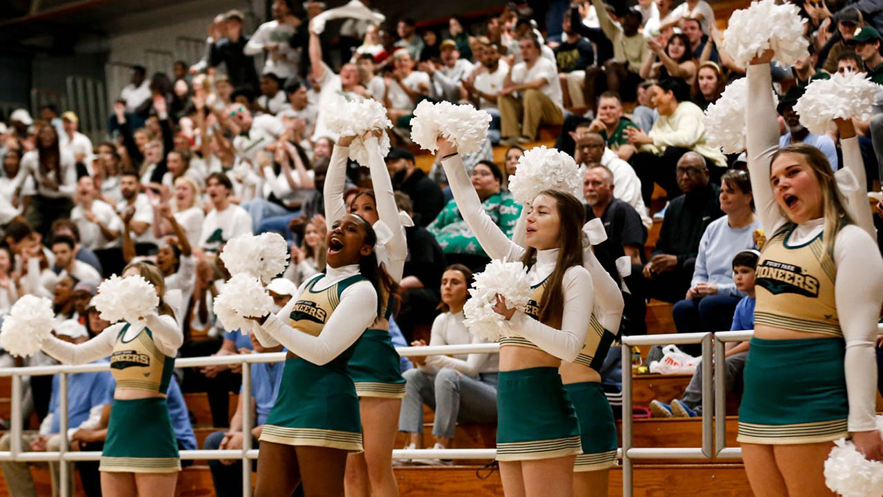 Pictured are Point Park University cheerleaders.