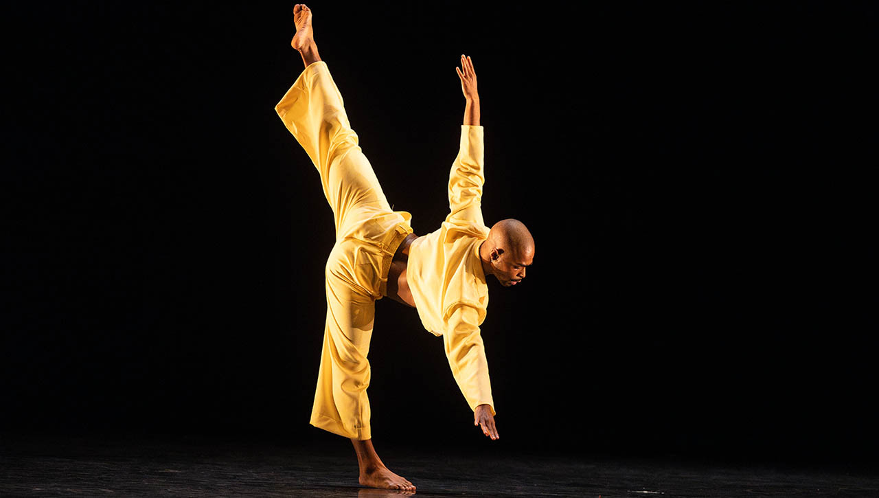 A School of Dance student performs in the PNC Theatre in the University's Pittsburgh Playhouse.