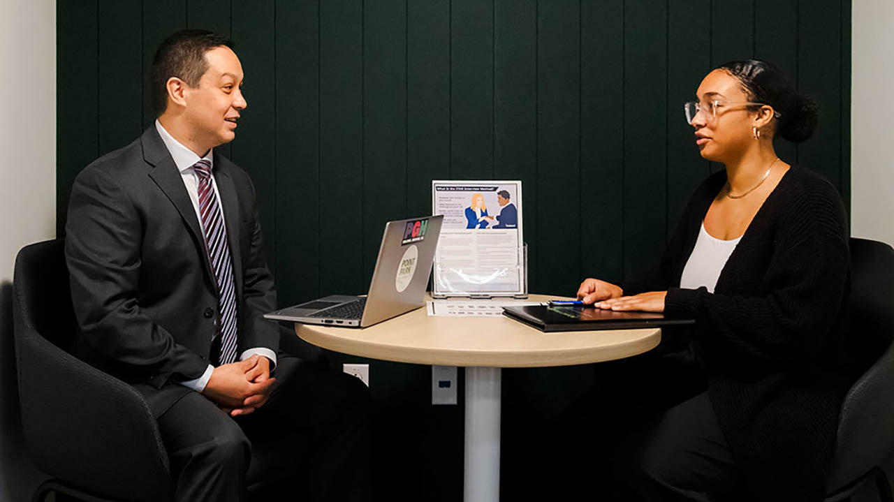 Pictured is Nadia Jones meeting with a Professional Career-Readiness Counselor. Photo | Ethan Stoner