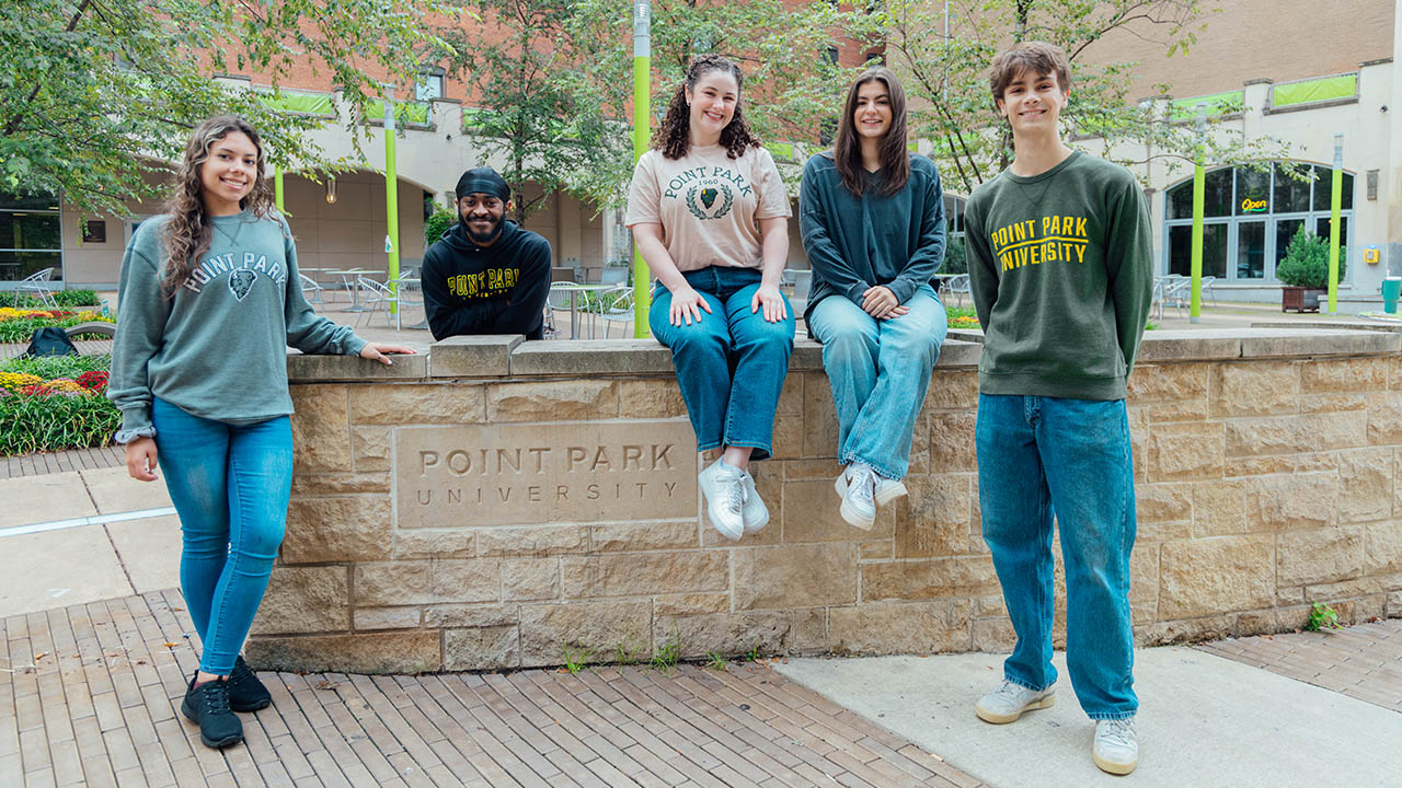 Point Park students in Village Park. Photo | Ethan Stoner