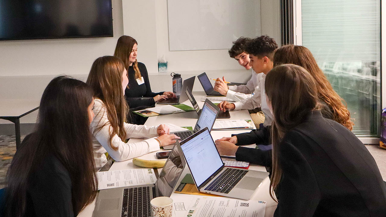 High school students create their Pitch in the Center for Media Innovation. Photo | Chloe Humway