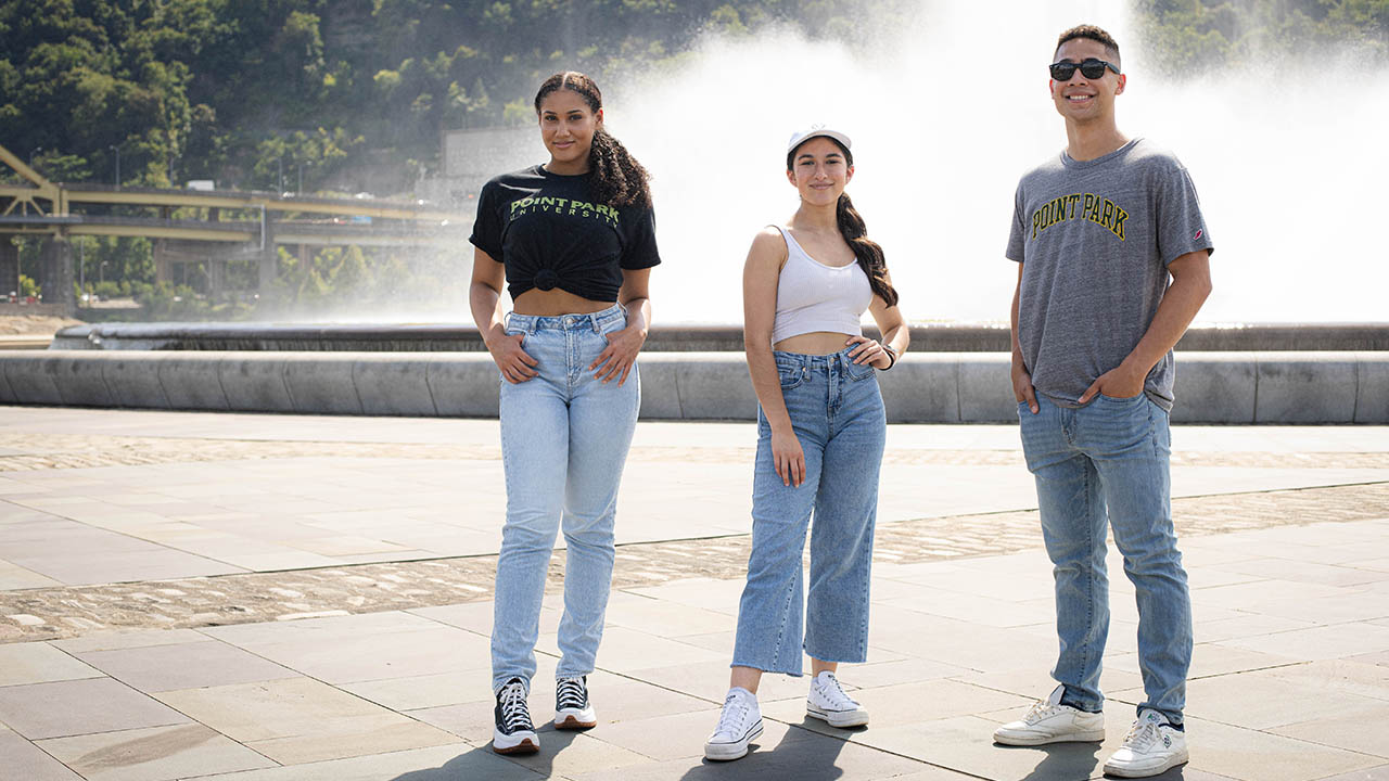 Students at Point State Park. 