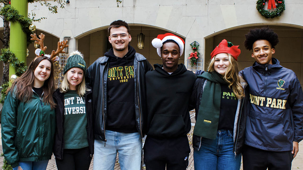 Point Park students in Village Park. 