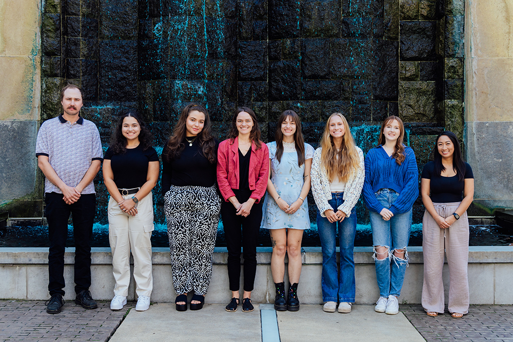 Pictured from left to right are Sam Merhaut, Marley Parker, Nisrine Fettah, Kay Holler, Christi Bennardi, Sammy Stevwing, Morgan Bunning and Mai Dinh. Photo by Ethan Stoner.