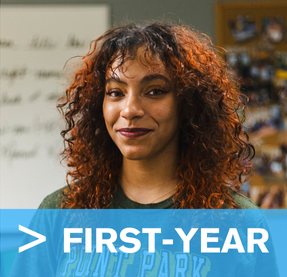 Image of first-year freshman student at Point Park for web users to click on to learn more about undergraduate programs.