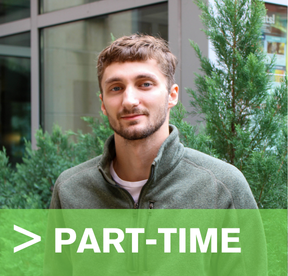 An image of a Point Park student for web users to click on to learn more about part-time and accelerated programs.