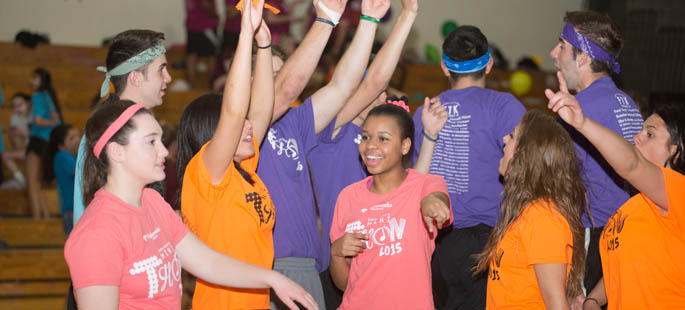 Pictured are South Fayette high school students at their Mini-THON event for pediatric cancer research. | Photo by Chris Rolinson