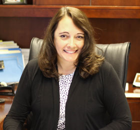 Pictured is M.B.A. alumna Lori Stover, administrative director for Allegheny Health Network's Division of Hematology and Cellular Therapy. | Photo by Olivia Ruk