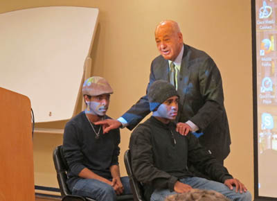 Pictured is renowned forensic pathologist Dr. Cyril Wecht speaking at Point Park University. | Photo by Amanda Dabbs