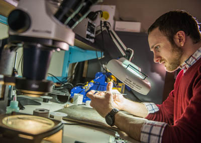 Pictured is Ian Lupo, a 2014 electrical engineering technology alumnus and electrical engineer for Industrial Scientific Corporation. | Photo by Chris Rolinson