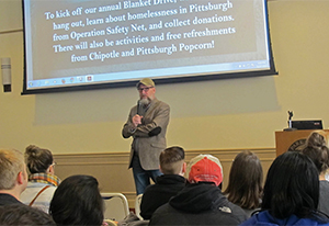 Pictured is Dr. McInerney speaking to students.