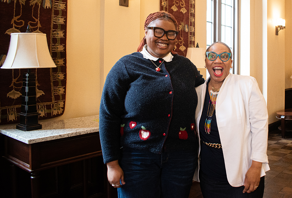 Pictured are Meadow Fuller '25 and Tahirah Walker, Ph.D., assistant professor. Photo by Angelina Caceres '28.