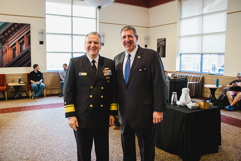 Pictured are Rear Admiral Thomas Anderson and President Chris Brussalis. Photo by Nadia Jones.