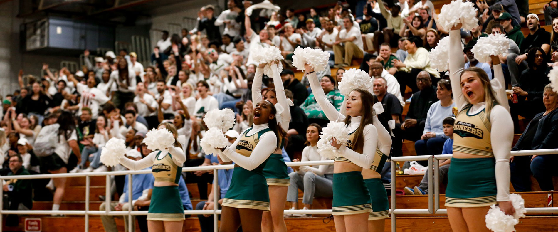 Point Park Cheerleaders at a basketball game