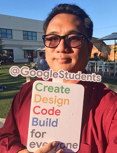 Pictured is veteran and MBA student Jaime Ballesteros at the Google Student Veteran Summit. Photo submitted by Ballesteros.