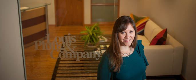 Pictured is Julia Germeyer, M.B.A. alumna and director of marketing for Louis Plung & Company. | Photo by Chris Rolinson