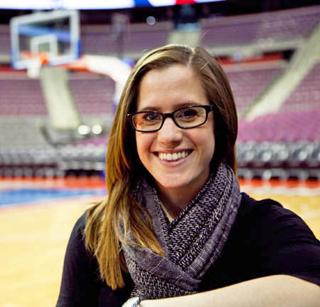 Pictured is SAEM alumna Mallory Schirr, events and booking assistant for Palace Sports & Entertainment.