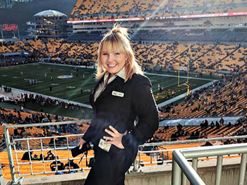 Pictured is SAEM student Bryana Appley working at Heinz Field.