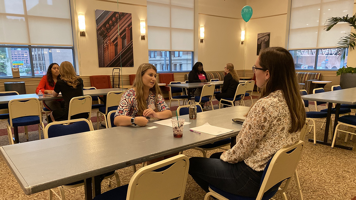 Pictured is an HR networking event on campus.