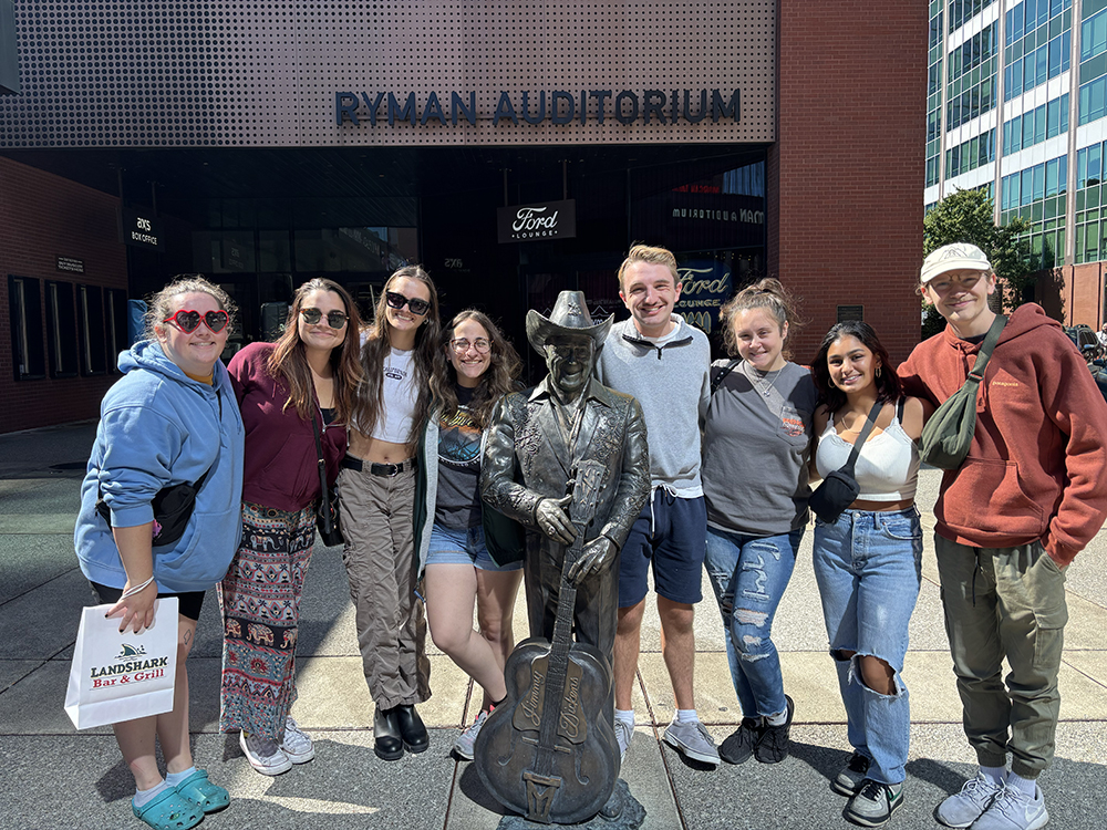 SAEM students pose for a photo in front of the Ryman Auditorium in Nashville. Submitted photo.