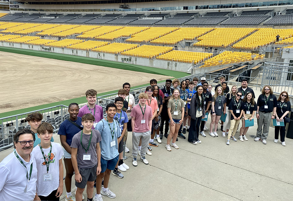 Pictured are students at Acrisure Stadium during Sports Business Camp. Photo by Nicole Chynoweth.