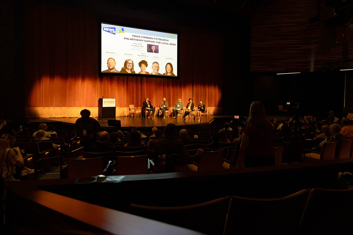 Panelists discuss "Press Forward Pittsburgh: Philanthropy Support for Local News."