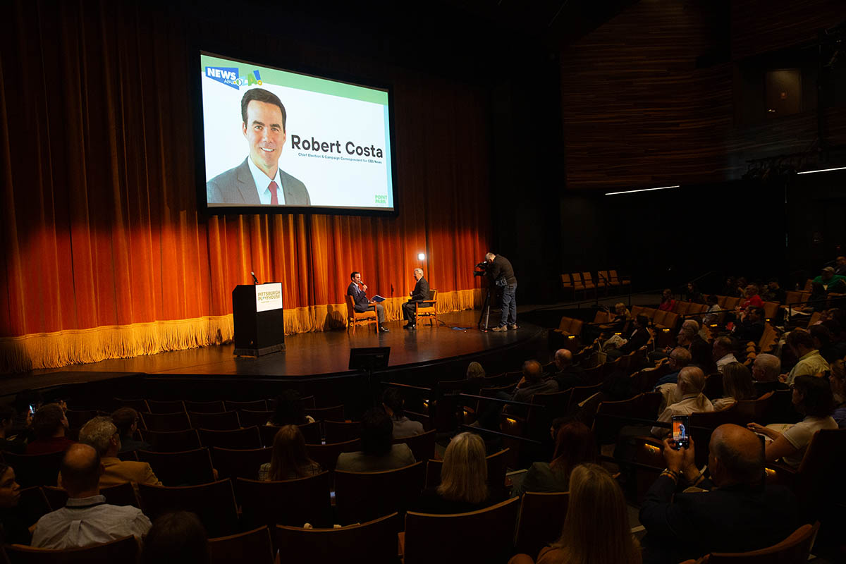 Jon Delano interviews Robert Costa for a segment that aired on KDKA news. 