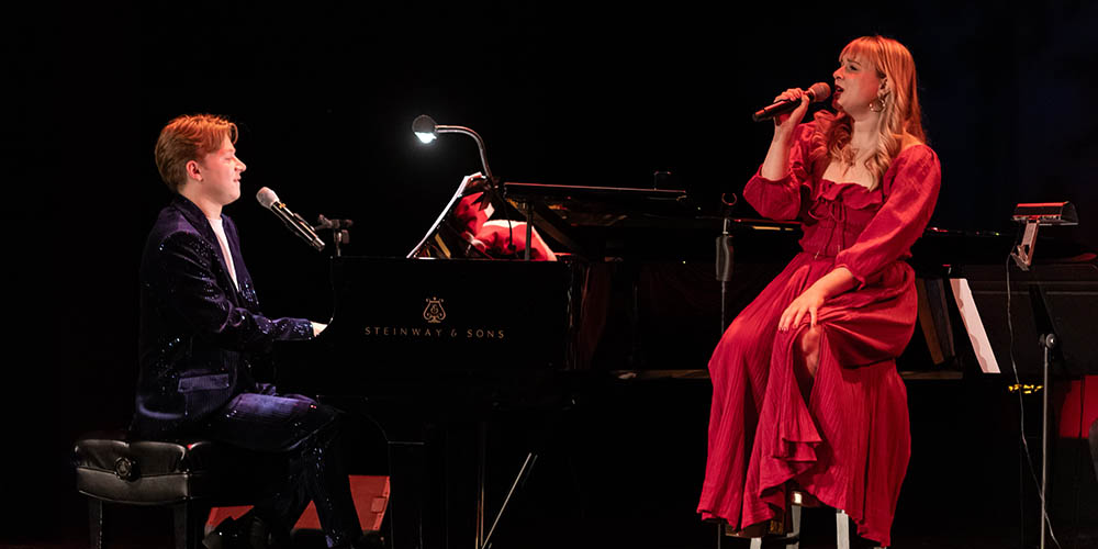 (L-R) Joe and Kristin Serafini perform on the PNC Theatre Stage in the University's Pittsburgh Playhouse. Photo | Ethan Stoner