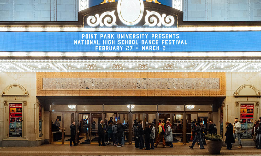 The marquees at the Benedum Center features Point Park University's National High School Dance Festival. 