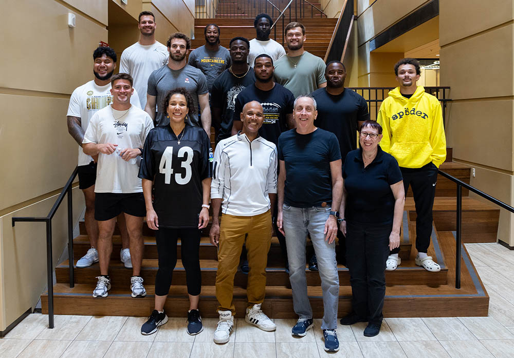 Point Park University theatre faculty with the Pittsburgh Steelers rookie class. 