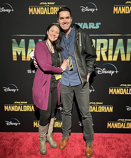 Pictured is Steve Jacks and his wife at The Mandalorian premiere.