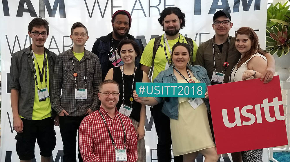 Point Park University students and Associate Professor Aaron Bollinger at the United States Institute for Theatre Technology Conference. Submitted photo