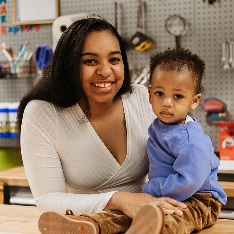 Pictured are Cydney Haines and her son. Photo by Ethan Stoner. 