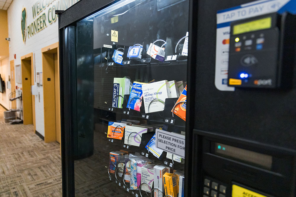 A vending machine contains medications.