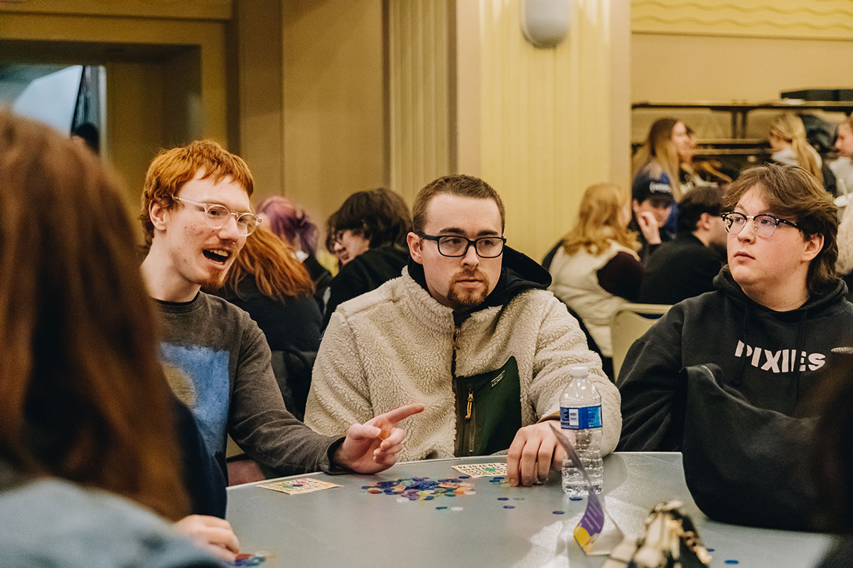 Students play bingo. 