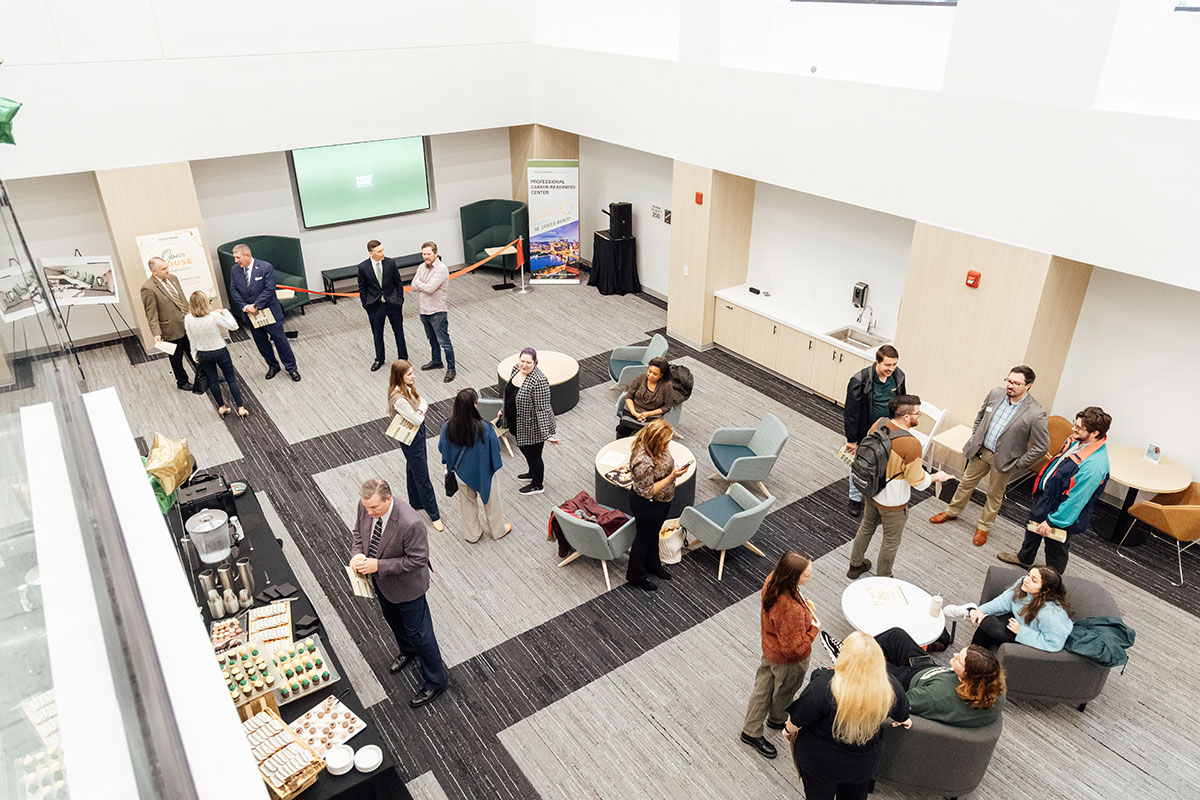 People gather in the main area of the PCRC.