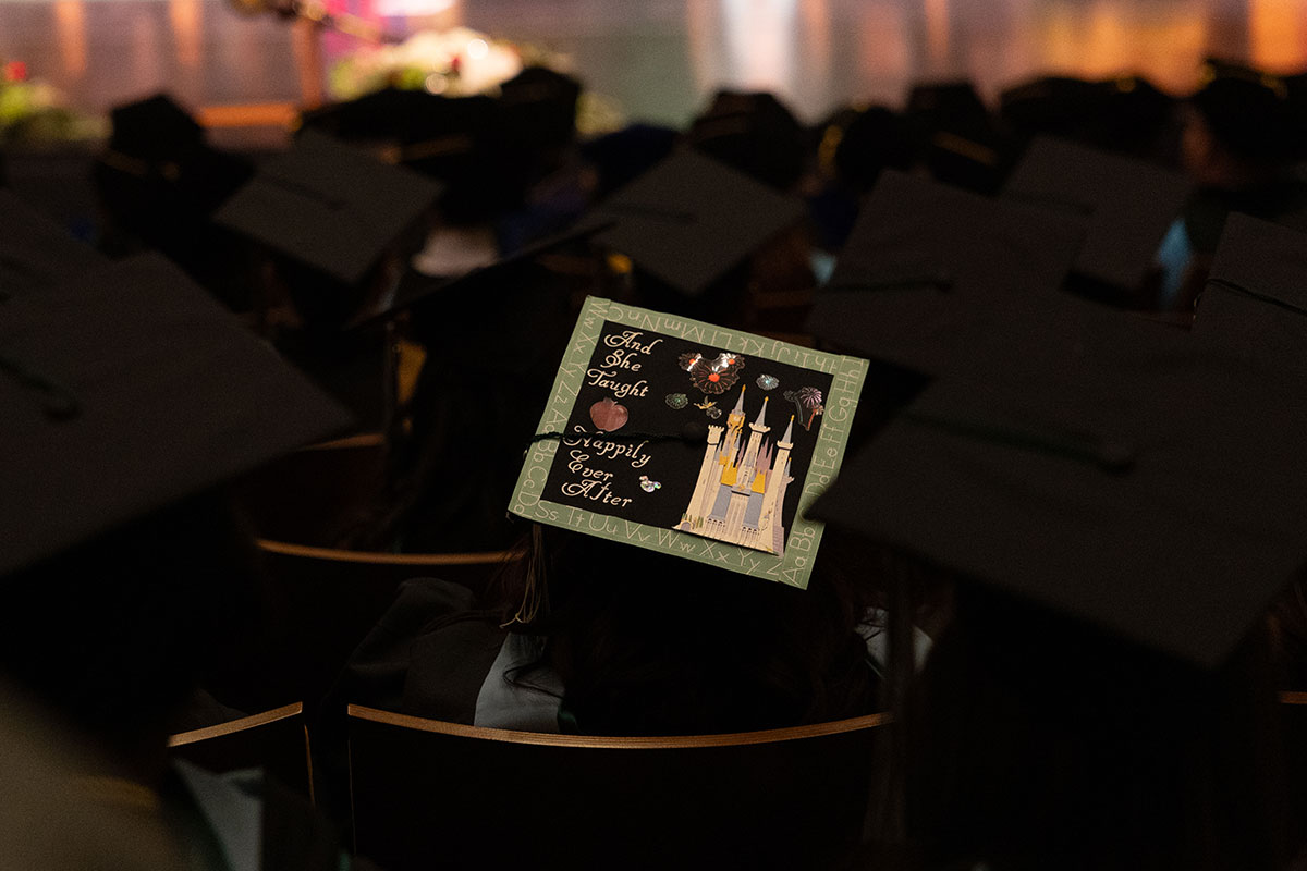 A student's decorated cap.